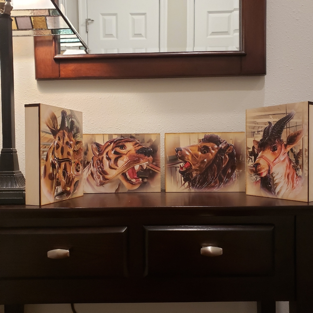 Historical Carousel Wood Art Display Set Limited Edition